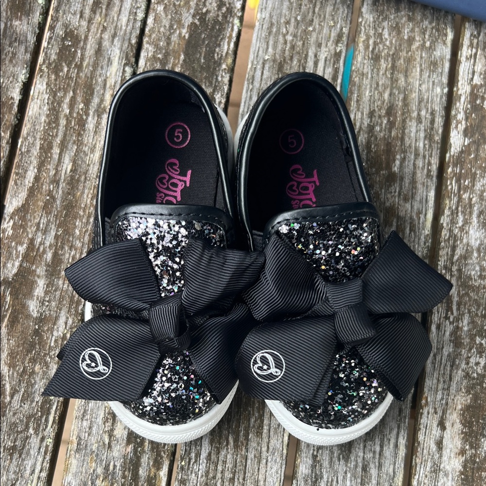 JoJo Siwa Black Glitter Bow Kids Shoes